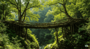 Living roots bridge in Meghalaya